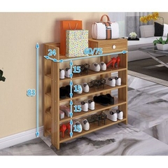 Tủ Giày Dép Gia Đình 5 Tầng Kèm 1 Ngăn Kéo Nhỏ Sắp Xếp Không Gian Gia Đình Thêm Gọn Gàng Ngăn Nắp, Chất Liệu Gỗ Tự Nhiên