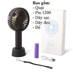 Quạt Mini Tíhh Điện Cầm Tay Có Đế Để Bàn 3 Tốc Độ Gió