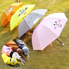 Ô Dù Line Cute, Ô Dù Gấp Gọn Hoạt Hình Cute Tán Rộng 98Cm, Dù Đi Mưa, Dù Totoro, Dù Minion, Dù Thỏ Hồng, Dù Gấu Brown