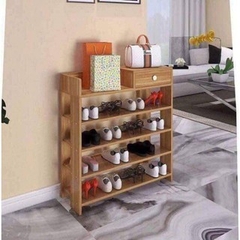 Tủ Giày Dép Gia Đình 5 Tầng Kèm 1 Ngăn Kéo Nhỏ Sắp Xếp Không Gian Gia Đình Thêm Gọn Gàng Ngăn Nắp, Chất Liệu Gỗ Tự Nhiên