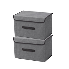 Combo 2 Hộp Vải Đựng Đồ Thùng Đựng Quần Áo Đồ Chơi Đa Năng Bằng Vải Cứng Cắp Có Nắp Đậy Tiện Dụng