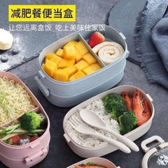 Hộp Cơm Lúa Mạch [Free Ship] Hộp Cơm 2 Tầng Lúa Mạch Có Quai Xách Mẫu Mới