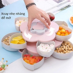 Khay Đựng Mứt Kẹo 10 Cánh Tự Xoay 2 Tầng Kèm Giá Đỡ Điện Thoại