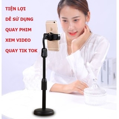 Giá Đỡ Điện Thoại Để Bàn Kẹp Điện Thoại Livestream Xem Video Xoay 360 Độ Đế Tròn