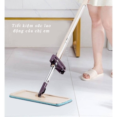 Cây Lau Nhà Tự Vắt Phẳng Thông Minh Spin Mop Xoay 360 Độ - Tặng Thêm 1 Bông Lau