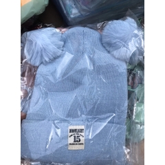 Mũ Len ♥️Freeship♥️ Set Khăn Mũ Len 2 Quả Bông Cho Bé