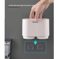 Giá Kệ Để Đồ Phòng Tắm Treo Bàn Chải Đánh Răng Đa Năng Kèm 2 Cốc Lúa Mạch Có Nam Châm Cao Cấp Ecoco, Không Cần Khoan
