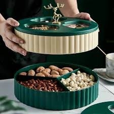 Khay Nhựa 💥[Freeship]💥 Khay Mứt, Hộp Mứt Tết Tuần Lôc 2 Tầng Xanh Cổ Vịt, Sang Trọng, Hiện Đại Phong Cách Châu Âu