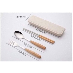 Set 3 Thìa - Dĩa - Đũa Inox Tặng Kèm Hộp Đựng Lúa Mạch