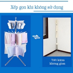 Dàn Phơi, Cây Phơi Quần Áo Khung Inox, Xoay 360 Độ, Xếp Gọn