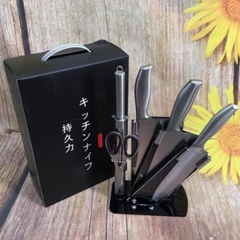 Bộ Dao Nhật Inox 6 Món Nhà Bếp Cao Cấp Kèm Khay Đựng