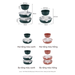 Khay Nhựa 👉[Freeship]👈 Khay 3 Tầng Để Rau Và Thực Phẩm Ăn Lẩu Tiện Dụng Gọn Đế Xoay Tròn Được