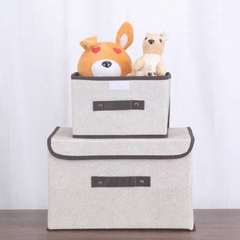 Combo 2 Hộp Vải Đựng Đồ Thùng Đựng Quần Áo Đồ Chơi Đa Năng Bằng Vải Cứng Cắp Có Nắp Đậy Tiện Dụng