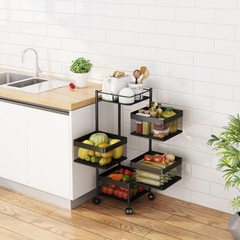 Kệ Tròn Xoay Đa Năng, Kệ Rau Củ Quả 3 Tầng 4 Tầng 5 Tầng Có Bánh Xe Di Chuyển (Hàng Nhập Khẩu)