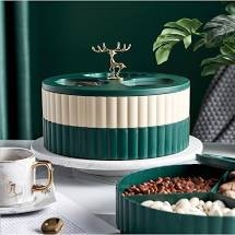 Khay Nhựa 💥[Freeship]💥 Khay Mứt, Hộp Mứt Tết Tuần Lôc 2 Tầng Xanh Cổ Vịt, Sang Trọng, Hiện Đại Phong Cách Châu Âu