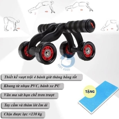 Con Lăn Tập Bụng 4 Bánh Cao Cấp (Tặng Thảm Lót Gối), Con Lăng Tập Gập Cơ Bụng