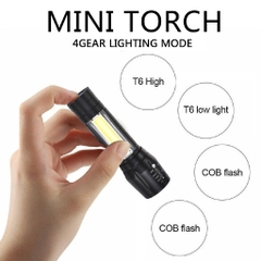 Đèn Pin Led Cob T6 Usb Nhỏ Gọn Có Thể Phóng To/Sạc Lạ
