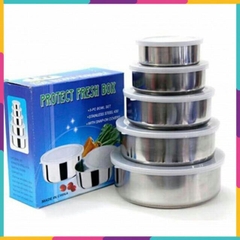 Bát Inox, Bộ 5 Bát Inox Cao Cấp Có Nắp Đậy Tiện Lợi