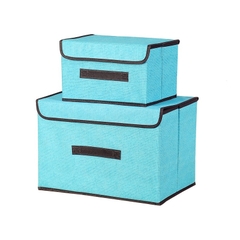 Combo 2 Hộp Vải Đựng Đồ Thùng Đựng Quần Áo Đồ Chơi Đa Năng Bằng Vải Cứng Cắp Có Nắp Đậy Tiện Dụng
