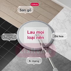 Chổi Lau Nhà Tách Nước Bẩn Thông Minh 360 Độ 2 Bông Lau, Bộ Cây Lau Nhà Tách Nước Bẩn Nước Thải