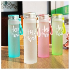 Bình Đựng Nước Thủy Tinh Hello Master 450Ml Nhiều Màu