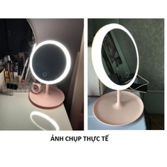 Gương Trang Điểm Tròn Để Bàn Có Đèn Led Cảm Ứng Cao Cấp Không Cần Pin - 3 Chế Độ Ánh Sáng Siêu Lung Linh
