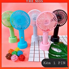 Quạt Mini Tíhh Điện Cầm Tay Có Đế Để Bàn 3 Tốc Độ Gió