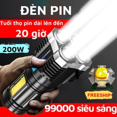 Đèn Pin 4 Led Cao Cấp, Đèn Pin Siêu Sáng Cầm Tay Chắc Chắn 4 Chế Độ Sáng Tiện Dụng