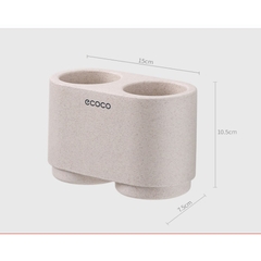 Giá Kệ Để Đồ Phòng Tắm Treo Bàn Chải Đánh Răng Đa Năng Kèm 2 Cốc Lúa Mạch Có Nam Châm Cao Cấp Ecoco, Không Cần Khoan