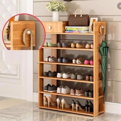Tủ Giày Dép Gia Đình 5 Tầng Kèm 1 Ngăn Kéo Nhỏ Sắp Xếp Không Gian Gia Đình Thêm Gọn Gàng Ngăn Nắp, Chất Liệu Gỗ Tự Nhiên