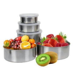 Bát Inox, Bộ 5 Bát Inox Cao Cấp Có Nắp Đậy Tiện Lợi