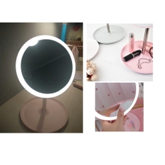 Gương Trang Điểm Tròn Để Bàn Có Đèn Led Cảm Ứng Cao Cấp Không Cần Pin - 3 Chế Độ Ánh Sáng Siêu Lung Linh