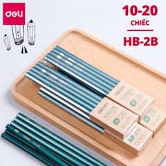 Bút Chì [Free Ship] Bút Chì Lục Giác Deli - Loại 2B/Hb - 10 Chiếc/Hộp - 33311 / 33312