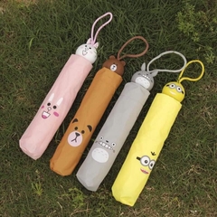 Ô Dù Line Cute, Ô Dù Gấp Gọn Hoạt Hình Cute Tán Rộng 98Cm, Dù Đi Mưa, Dù Totoro, Dù Minion, Dù Thỏ Hồng, Dù Gấu Brown