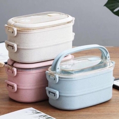 Hộp Cơm Lúa Mạch [Free Ship] Hộp Cơm 2 Tầng Lúa Mạch Có Quai Xách Mẫu Mới