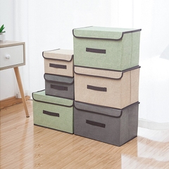 Combo 2 Hộp Vải Đựng Đồ Thùng Đựng Quần Áo Đồ Chơi Đa Năng Bằng Vải Cứng Cắp Có Nắp Đậy Tiện Dụng