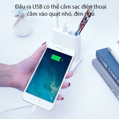 [Free Ship] Đèn Học Tích Điện Có Cổng Usb, Có Ống Cắm Bút Và Giá Đỡ Điện Thoại, ĐèN Học Led Chống Cận Đa Năng 5 In 1