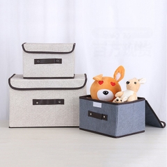 Combo 2 Hộp Vải Đựng Đồ Thùng Đựng Quần Áo Đồ Chơi Đa Năng Bằng Vải Cứng Cắp Có Nắp Đậy Tiện Dụng