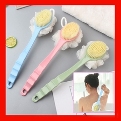 Cọ Kì Lưng 2 Đầu Bông Vải Lưới Và Lông Bàn Chải, Cọ Tắm Kỳ Lưng Chà Lưng tẩy tế bào chết 2 trong 1