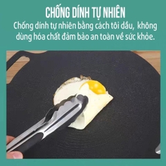 Chảo Nướng Thép Carbon Vân Đá Không Dầu Hàn Quốc Size 34Cm ,Chảo Nướng Thịt Bbq Chống Dính Dùng Được Cho Mọi Loại Bếp
