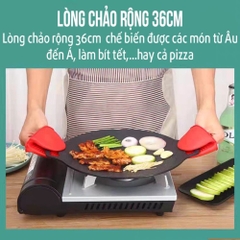 Chảo Nướng Thép Carbon Vân Đá Không Dầu Hàn Quốc Size 34Cm ,Chảo Nướng Thịt Bbq Chống Dính Dùng Được Cho Mọi Loại Bếp