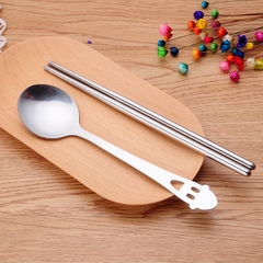 Dụng Cụ Ăn Uống 2 Món (Thìa + Đũa ) Cao Cấp Bằng Thép Không Gỉ