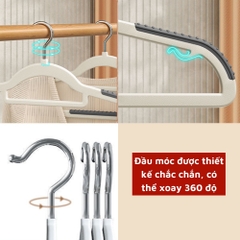 Combo 10 Cái Móc Treo Quần Áo Chống Trượt Xoay 360 Đa Năng Chất Nhựa Cao Cấp Bền Bỉ Chịu Được Vật Nặng