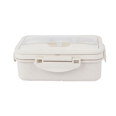 Hộp Cơm Lúa Mạch 1 Tầng 3 Ngăn Kèm Đũa Thìa Inox