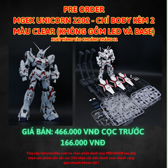 Đặt trước MGEX Unicorn Gundam 2202 - Tặng kèm 2 màu clear - Không gồm LED và Base - Về vào khoảng tháng 11