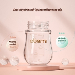 Bình sữa thủy tinh sơ sinh Oberni 120/150ml cổ rộng chống sặc sữa