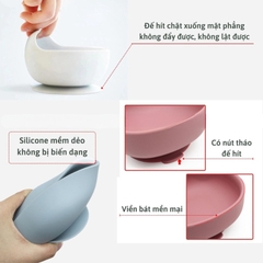 Set Bát Thìa Silicon Đế Bám Dính Chống Trượt Chống Nóng