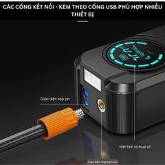 Bộ kích điện ô tô kiêm bơm lốp ,Kích bình ắc quy ô tô