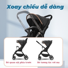 Xe đẩy xếp gọn có giảm sóc, xoay 380 độ, hợp kim nhôm