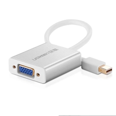 Ugreen 10437 Màu Trắng Cáp chuyển đổi Mini DP sang VGA vỏ nhôm có Audio MD107
